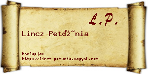 Lincz Petúnia névjegykártya